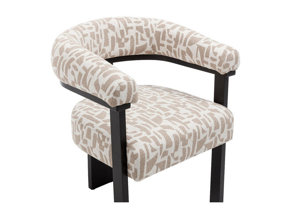 STUHL mit Armlehnen 6er-Set - Strukturstoff Bicolor & Kautschukholz schwarz - Creme & Taupe - LIVELIA - Schwarz, Textil (60/78/64cm) - Vente-Unique