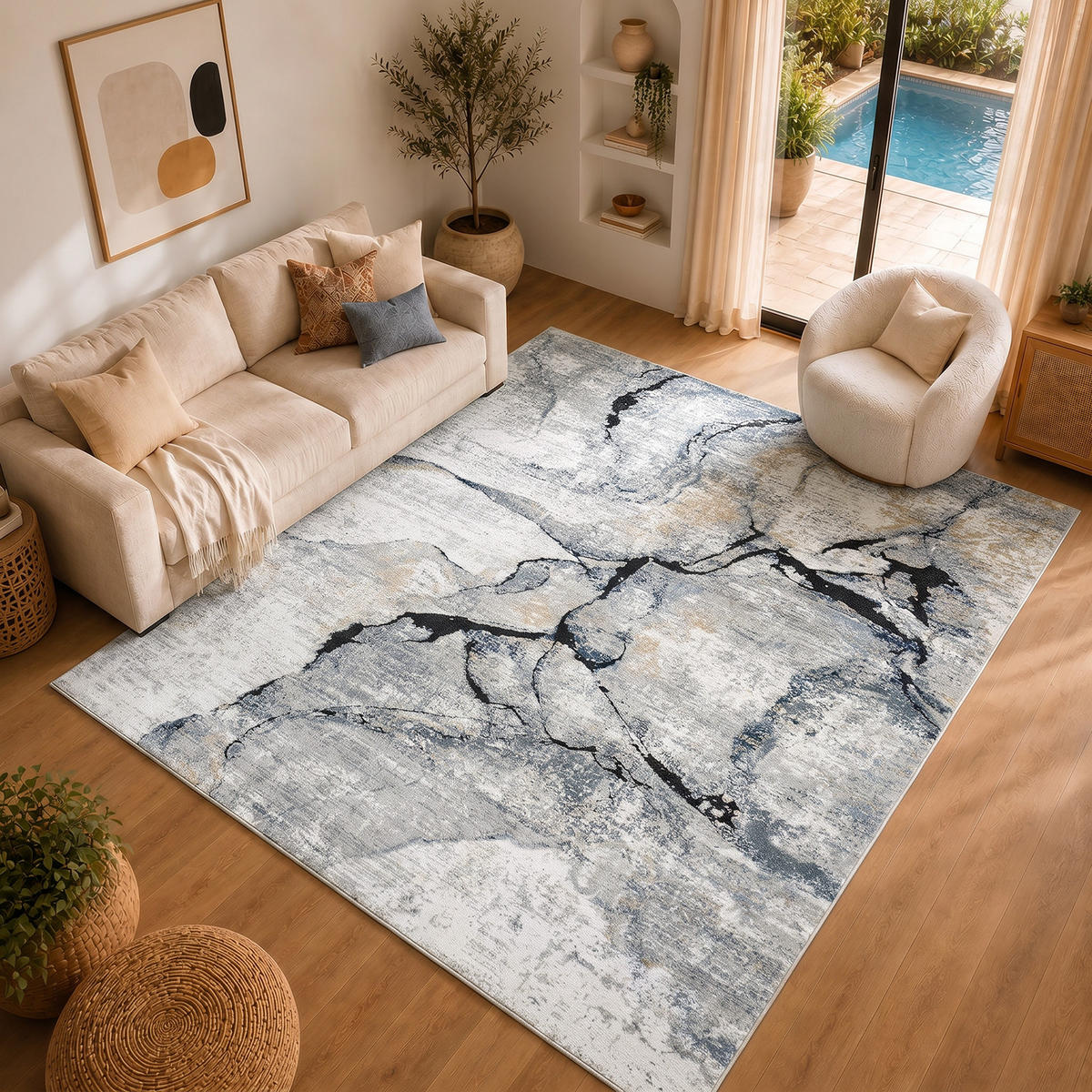 KURZFLORTEPPICH Lyna 120/170 cm Dunkelblau - Dunkelblau, Textil (120/170cm) - LIVABLISS