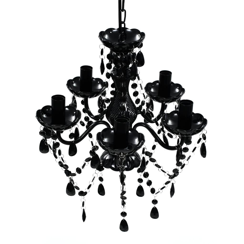 KRONLEUCHTER 5 Glühbirnen Schwarz - Schwarz, Kunststoff (38/38/45cm) - vidaXL
