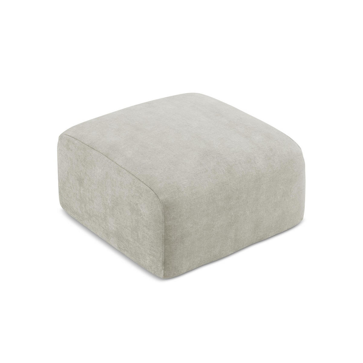 POUF Chenille Stoff Creme - Perlmutt/Schwarz, Holzwerkstoff/Kunststoff (65/40/65cm) - LaMiaSofa