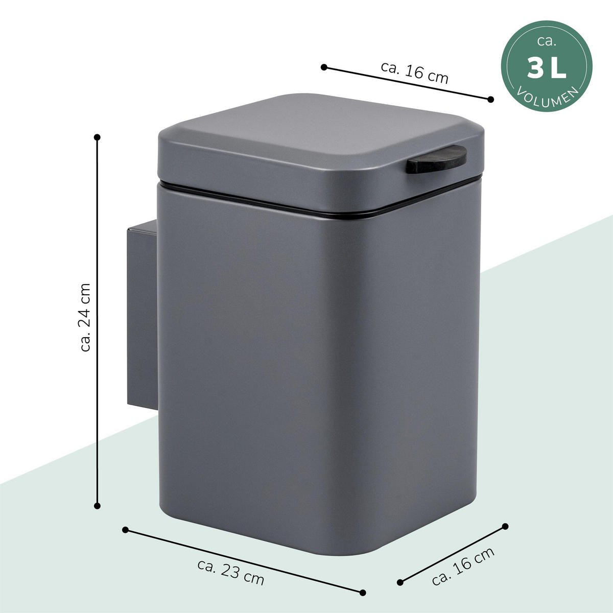 WAND-KOSMETIKEIMER, grau - Grau, Metall (16/24/23cm) - bremermann