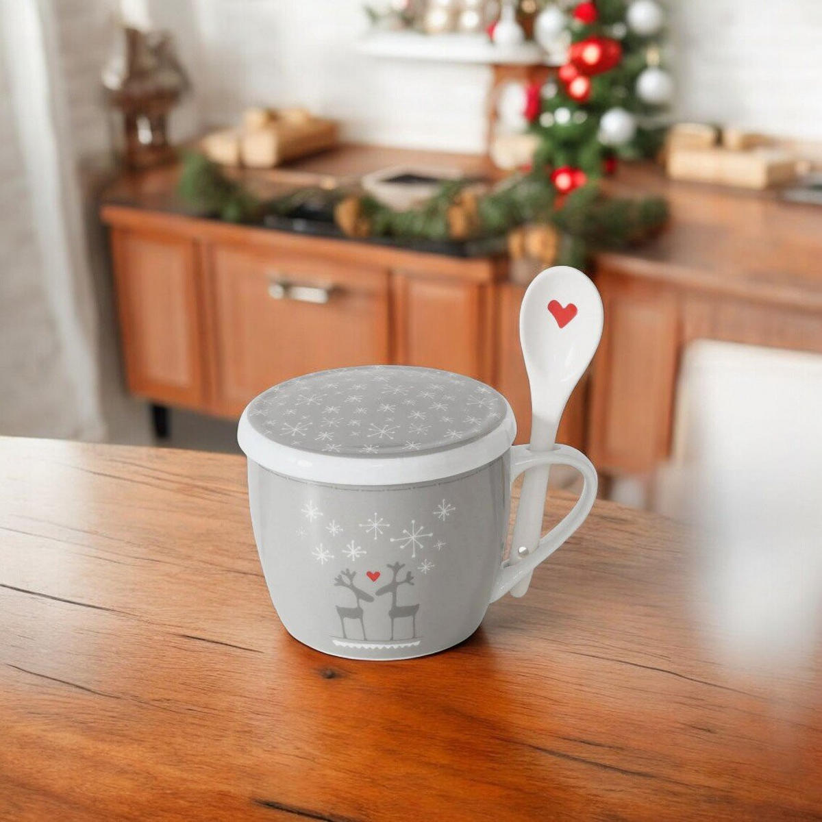 WEIHNACHTSTASSE Jumbo Lovelies 600 ml - Dunkelgrau, Keramik (0.6L) - Boltze Home