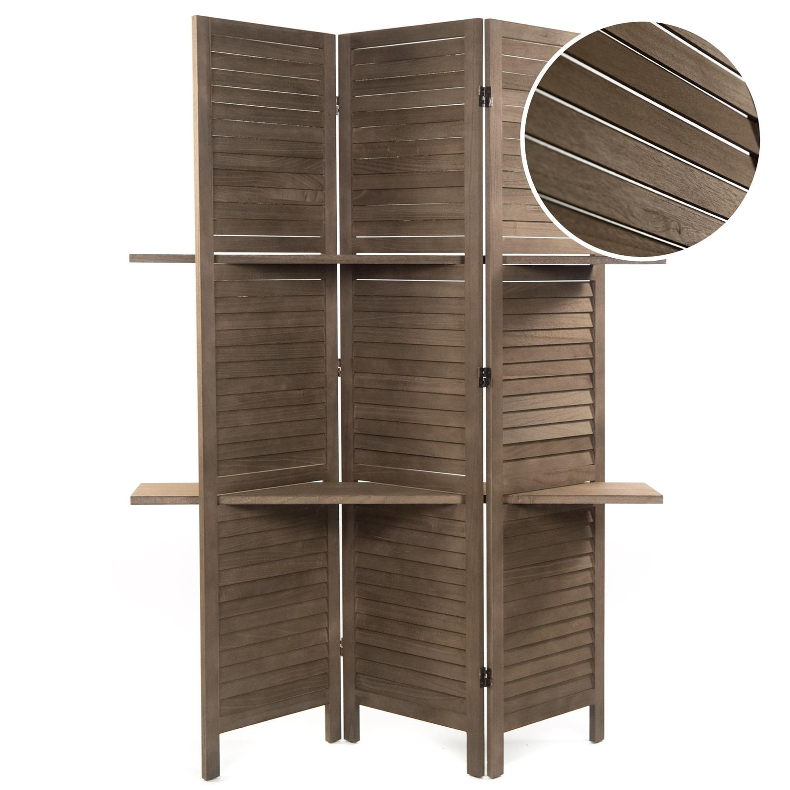RAUMTEILER Cottage II 3-tlg. Holz, mit 2 Ablagen braun - Braun, Holz (120/170/22cm) - DESIGN DELIGHTS