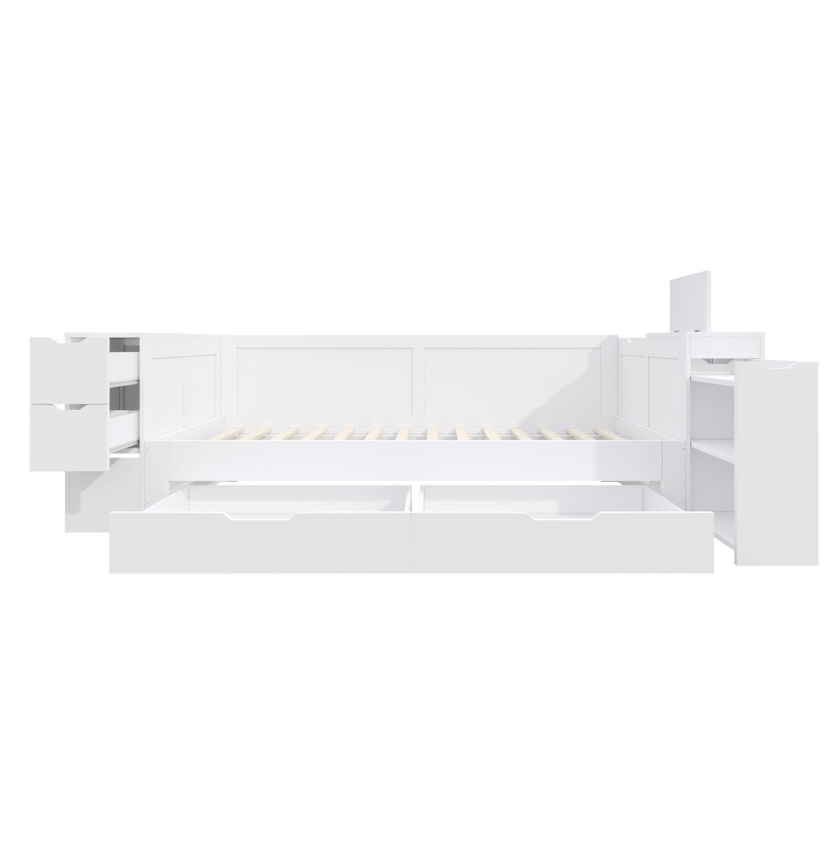 DETSKÁ posteľ 90/190 cm biela s úložným priestorom a zásuvkami z MDF - biela, kompozitné drevo (90/190cm) - OKWISH