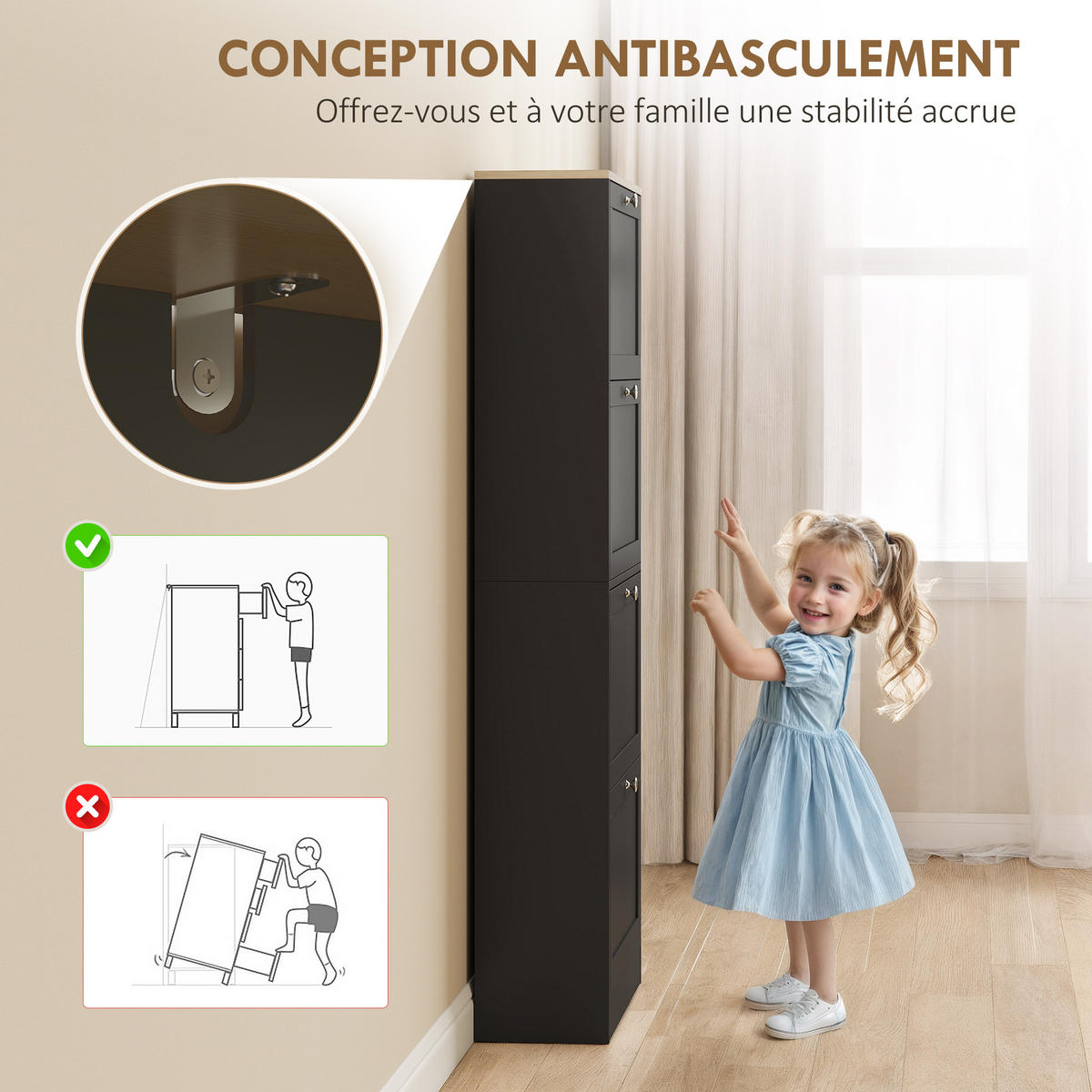 SCHUHSCHRANK Schwarz Holzwerkstoff mit 4 Klappen platzsparend 1 Stück - Schwarz, Holzwerkstoff (60/153.3/23.5cm) - PANGIVO