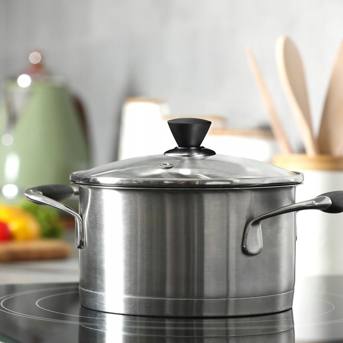 DECKEL mit schwarzem Griff, 24 cm - Transparent, Glas/Kunststoff (24cm) - KADAX