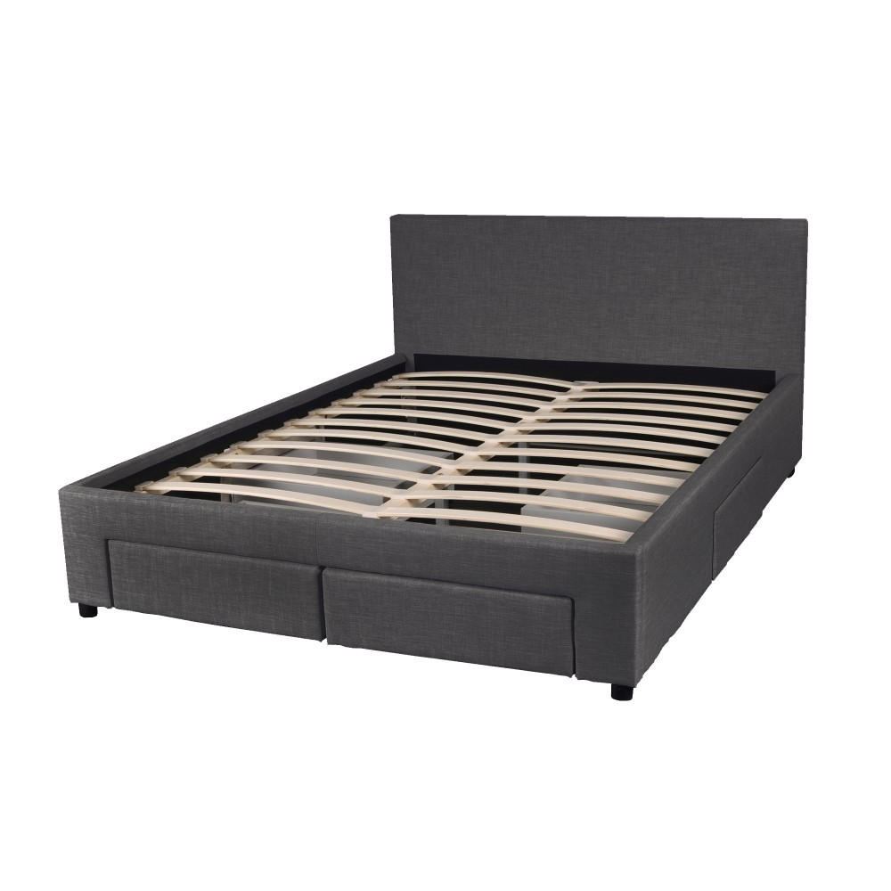 BETT LUGANO mit Schubladen/ Bett 140x190 - Dunkelgrau - Grau, Holzwerkstoff (140/190cm) - Weber Industries
