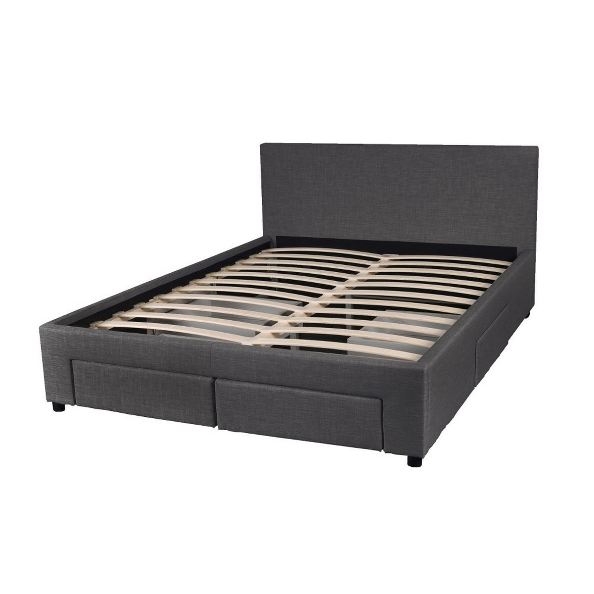 BETT LUGANO mit Schubladen/ Bett 140x190 - Dunkelgrau - Grau, Holzwerkstoff (140/190cm) - Weber Industries