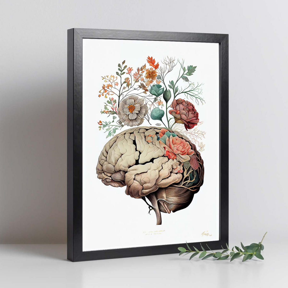 POSTER Anatomie Gehirn A4 Schwarzer Rahmen - Schwarz, Papier (29.7/5/21cm) - Nacnic