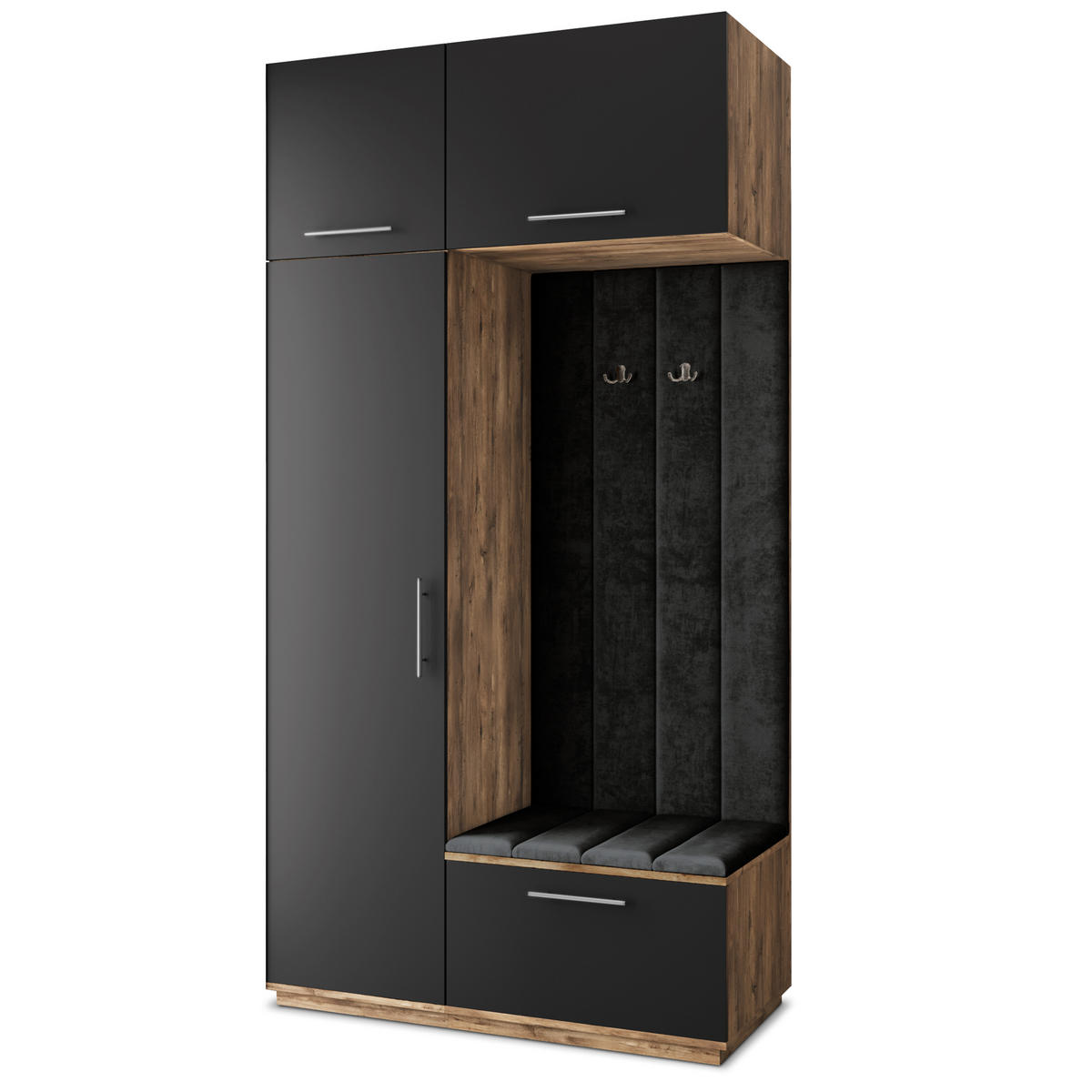 GARDEROBENSCHRANK REMA 120/240/60 cm Modern Eichefarben - Eichefarben/Schwarz, Holzwerkstoff (120/240/60cm) - MASSENO