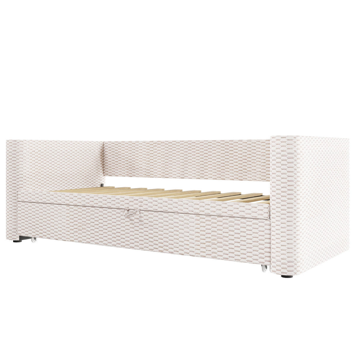 TAGESBETT 90/200 cm DE-04694, mit Ausziehbett in Beige - Beige, Holzwerkstoff/Metall (90/200cm) - ComfortXL