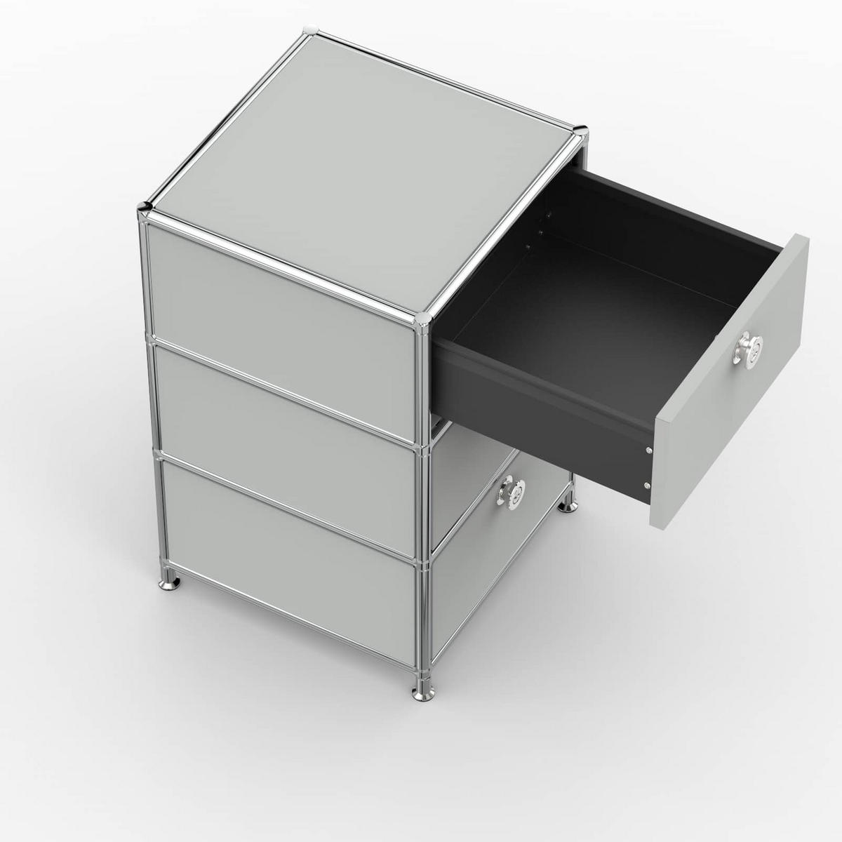 BÜRO-STANDCONTAINER, Metall, 40cm, 3 Schubladen, Lichtgrau - Chromfarben/Silberfarben, Metall (40/64.6/39.7cm) - Versee