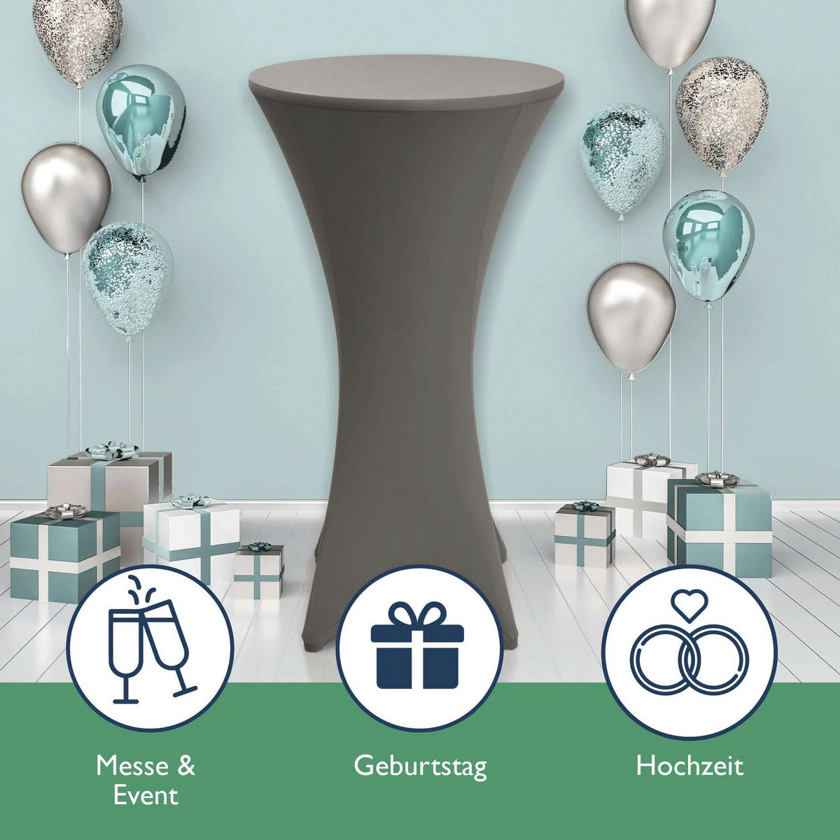 STEHTISCHHUSSE Stella Ø 60cm Anthrazit (2tlg) - Anthrazit, Textil (600/120cm) - Beautissu 