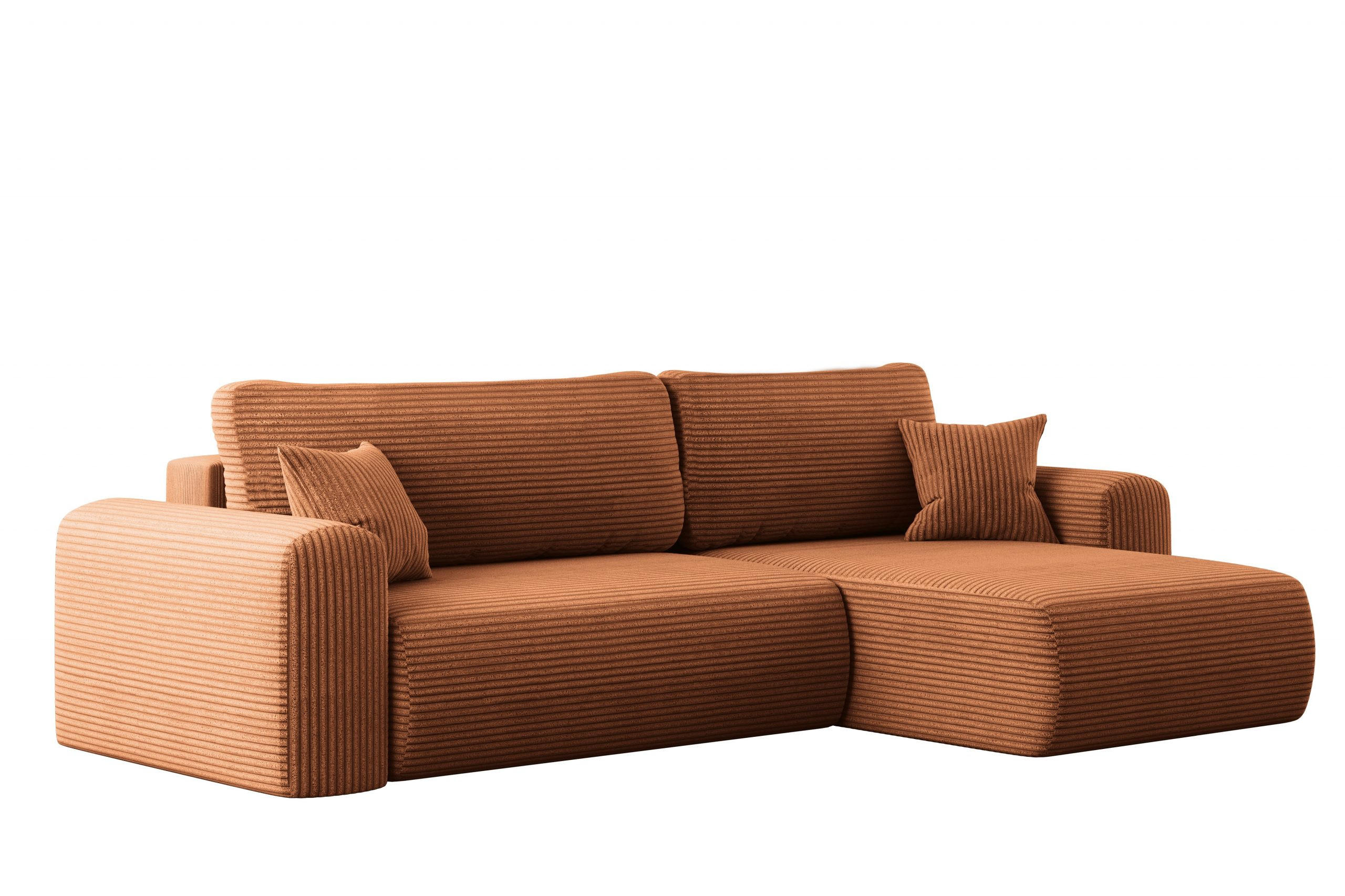 ECKSOFA Mit Schlaffunktion und Stauraum für Bettzeug Capri Stoff Poso Ziegel Rechts - Kupferfarben, Holz/Textil (272/145cm) - Kaiser Möbel
