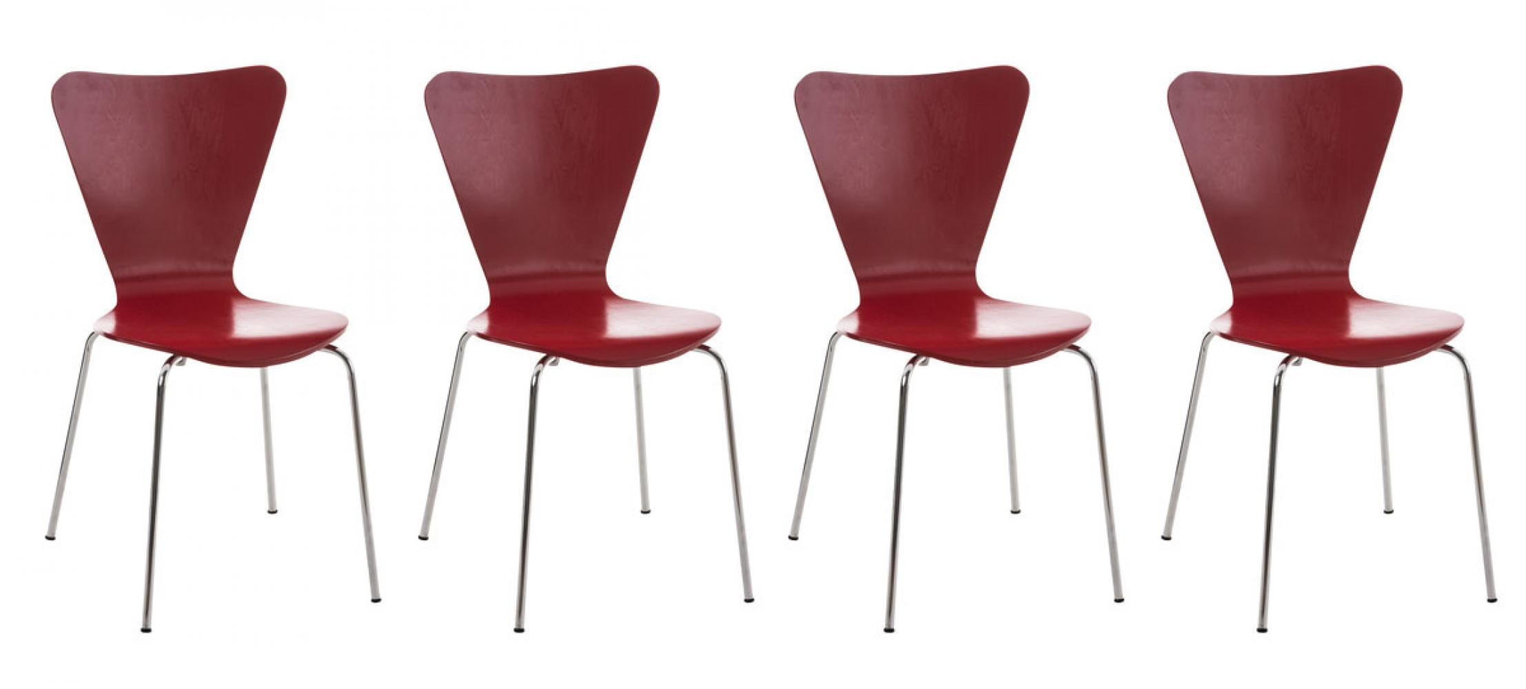 BESUCHERSTUHL 4er Set Holz Rot - Rot, Holz/Metall (45/85/49cm) - CLP