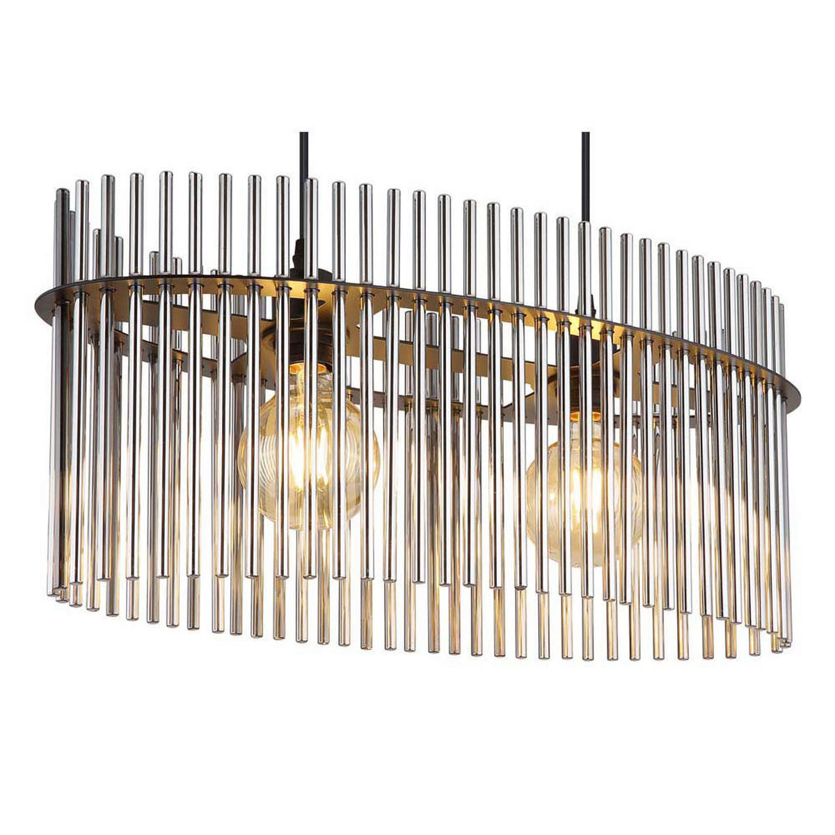 LED HÄNGELEUCHTE Glasstäbe Grau Schwarz Matt - Grau, Glas (60/23/140cm) - Globo Lighting