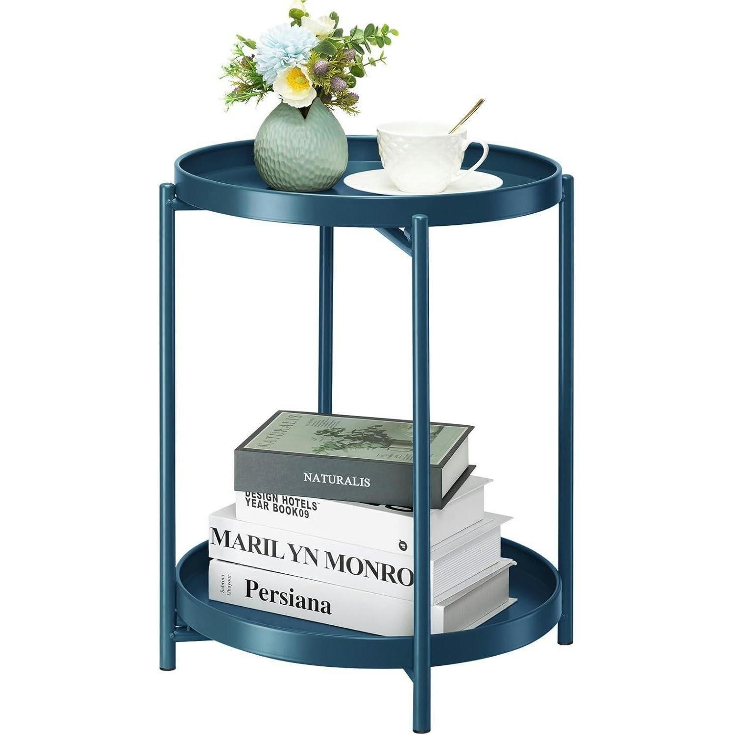 BEISTELLTISCH rund Metall Marineblau 40 cm - Dunkelblau, Metall (43.4/43.4/53.9cm)