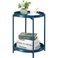 BEISTELLTISCH rund Metall Marineblau 40 cm - Dunkelblau, Metall (43.4/43.4/53.9cm)