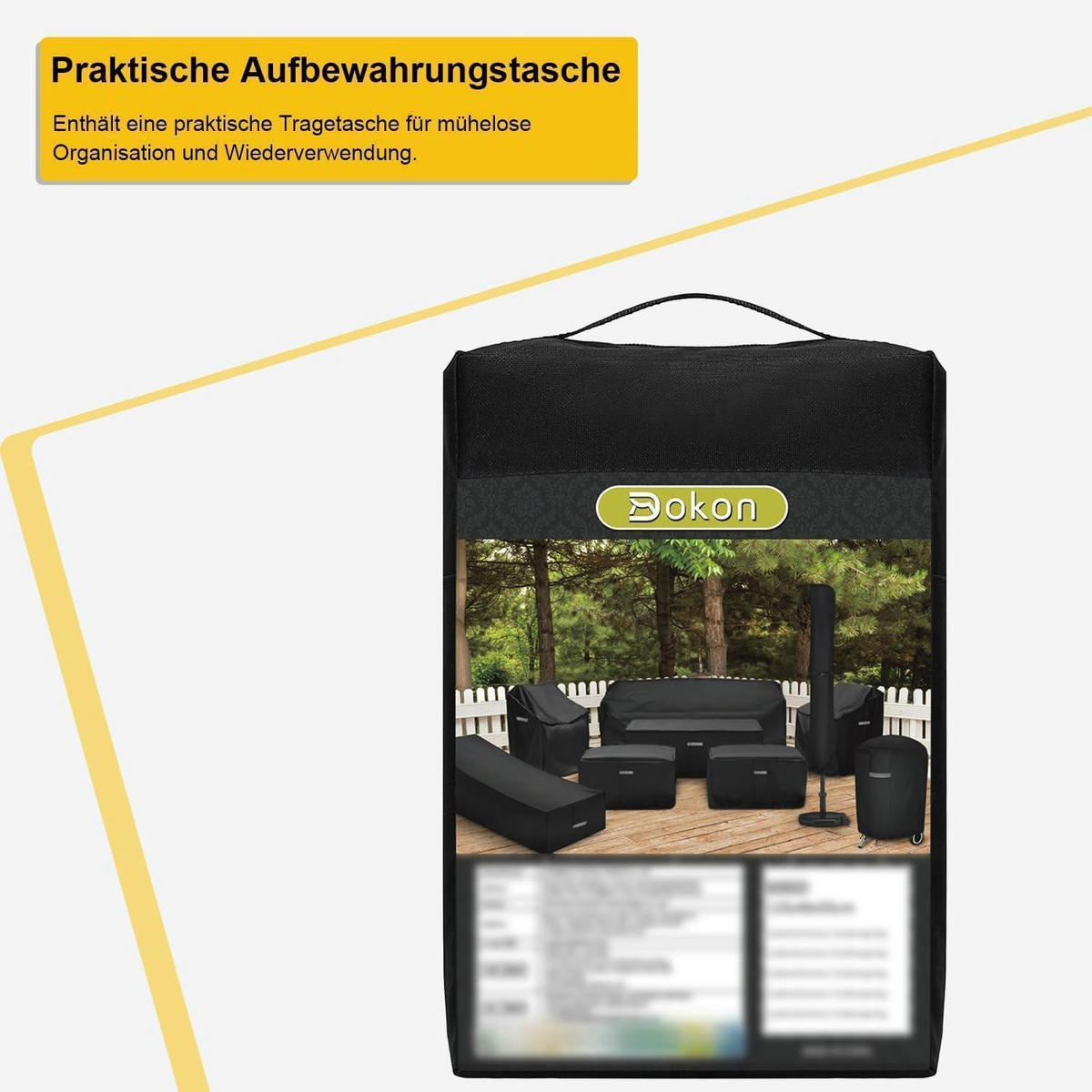 ABDECKUNG für Gartenmöbel rund Ø102x71cm wasserdicht robust - Schwarz, Textil (102/71/102cm)