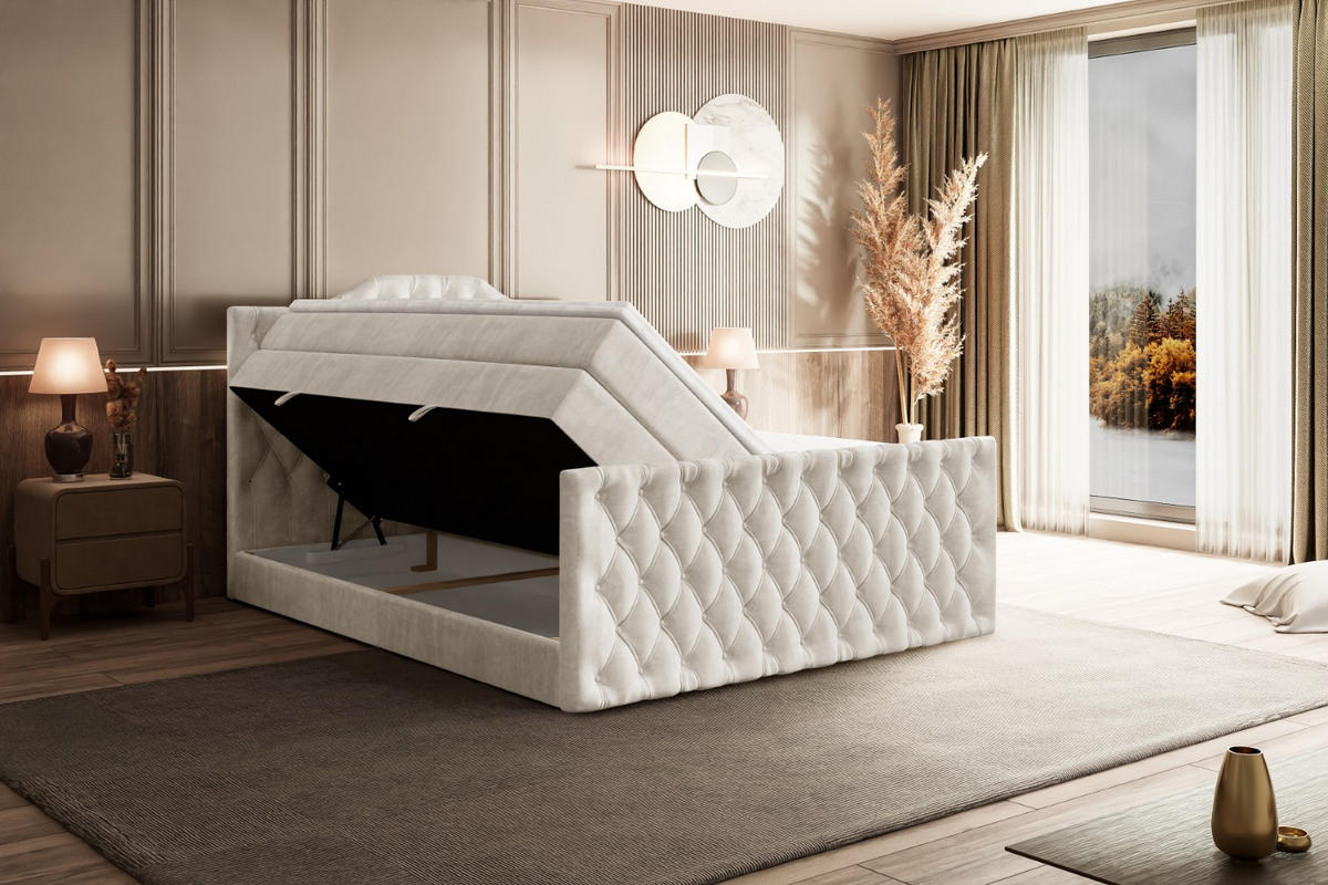 BOXSPRINGBETT VILA-1-Z KING - 120x200 - H3/H4 - Creme - Creme, Holzwerkstoff (120/200cm) - ALTDECOR