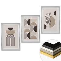 WANDBILDER 3er Set - 40x60 cm Silberner Rahmen - Abstrakte Minimalismusmuster - Silberfarben, Kunststoff (40/60cm) - ArtPrintCave