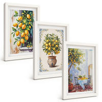 BILDER SET 3er Set - 20x30 cm Weißer Rahmen - Zitronenbäume Früchte Sonne - Weiß, Kunststoff (20/30cm) - TULUP