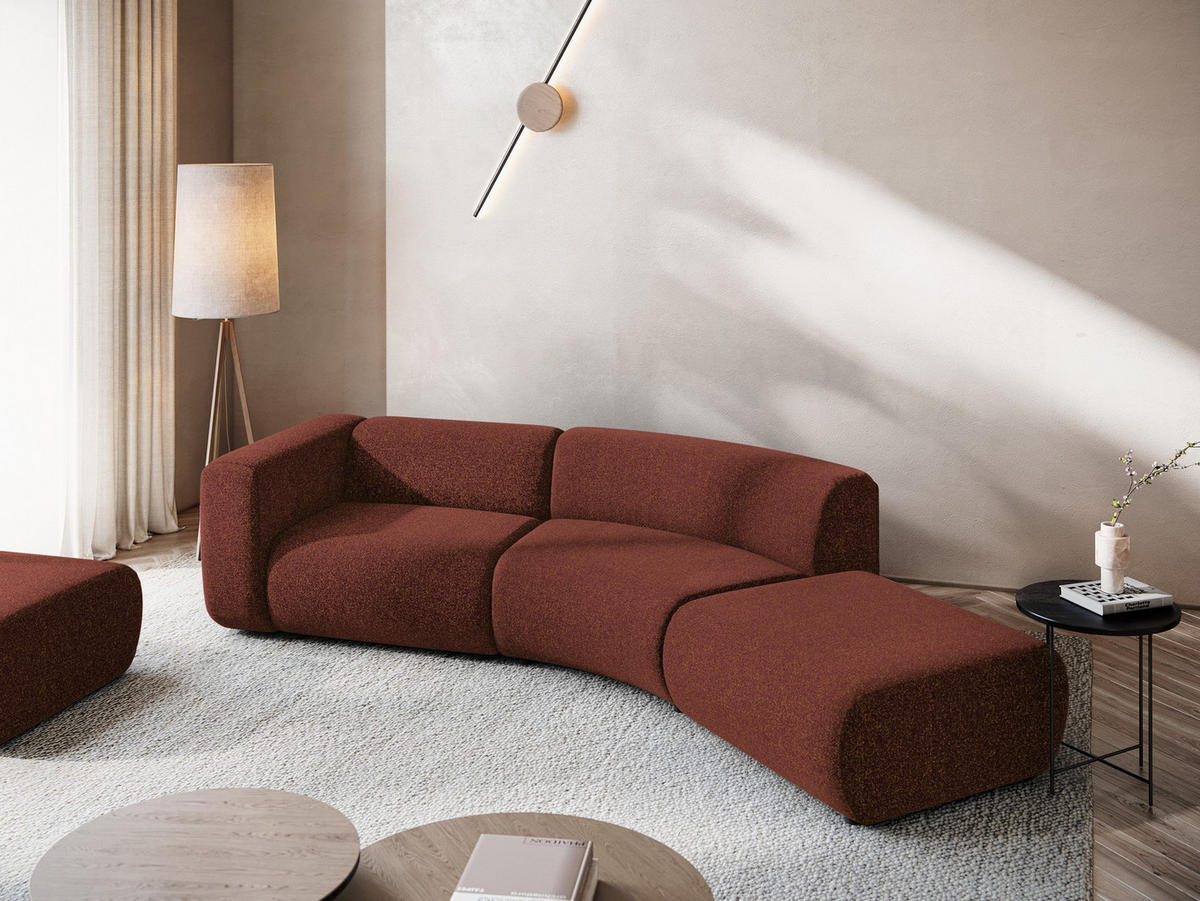 4-SITZER-SOFA Strukturstoff Stoff Rot - Bordeaux/Rot, Kunststoff/Textil (335/70/166cm) - Makamii