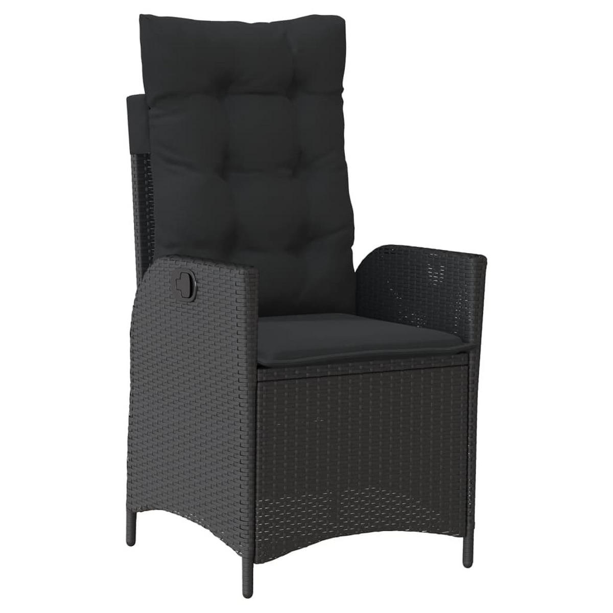 GARTEN-ESSGRUPPE 9Er Set Mit Kissen Schwarz Poly Rattan - Schwarz, Kunststoff - vidaXL