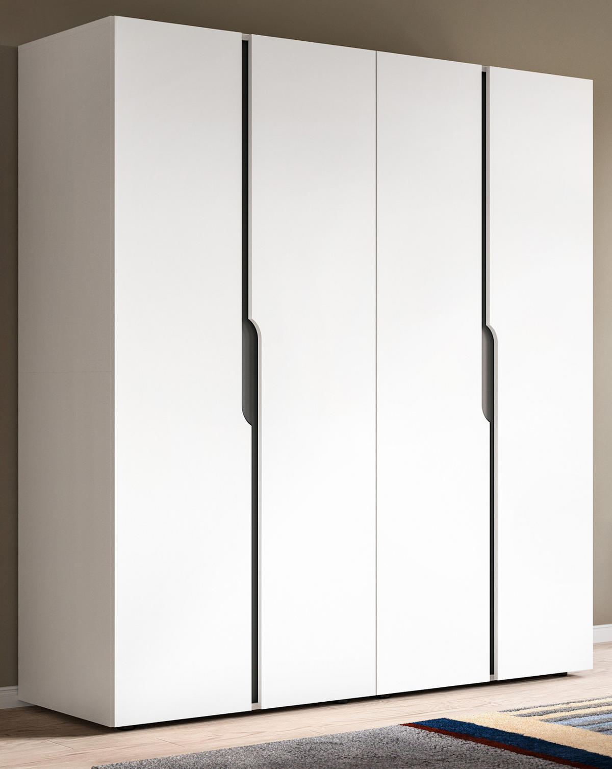 KLEIDERSCHRANK weiß, grau 162 x 176 cm, Drehtürenschrank 4-türig - Schwarz/Weiß, Holzwerkstoff/Kunststoff (162/176/51cm) - Inn.Furn