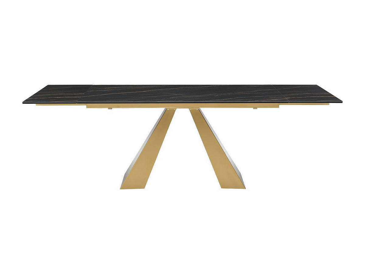 ESSTISCH ausziehbar - 6 bis 10 Personen - Sicherheitsglas, Keramik & Metall - Marmor-Optik Schwarz & Goldfarben - LOZIPA - Goldfarben/Schwarz, Glas (90/240/76cm) - Vente-Unique