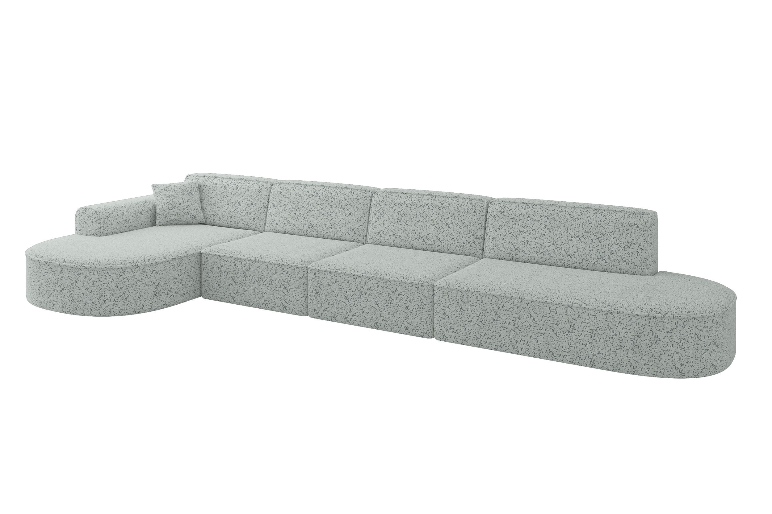 ALTDECOR ROHOVÁ SEDACÍ SOUPRAVA s otomanem vlevo MARI-L3 – 413 x 171 x 79 cm, zelená látka