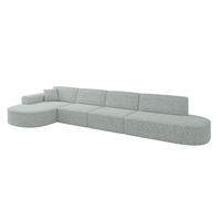ECKSOFA Ottomane Links MARI-L3 - 413x171x79 cm Grün Tissu - Wildeiche/Schwarz, Holzwerkstoff/Kunststoff (413/171cm) - ALTDECOR