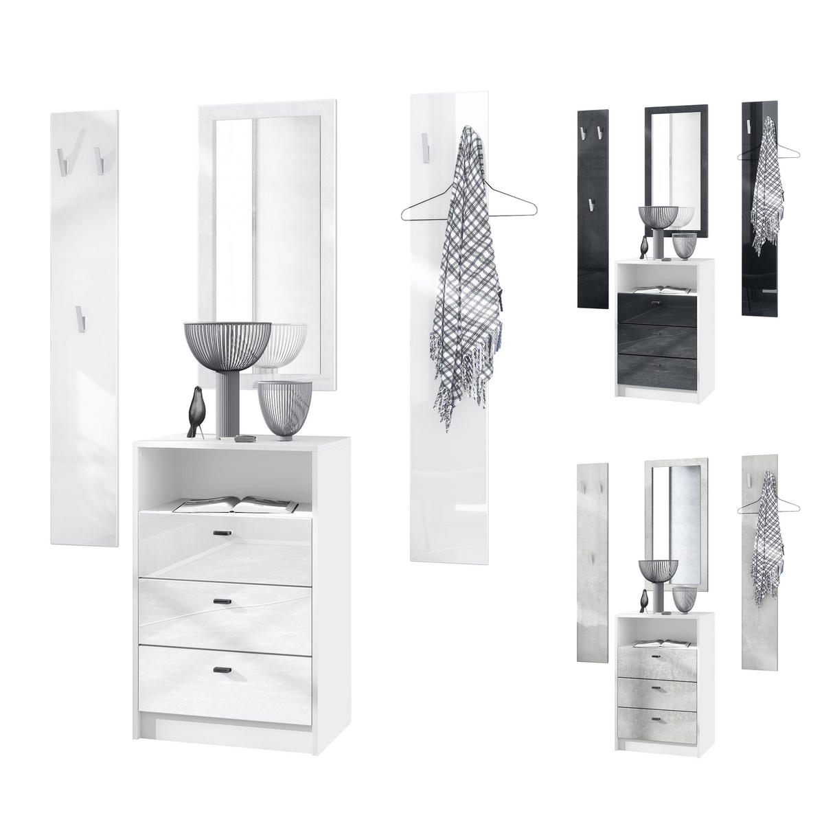 GARDEROBE Pino Beton Oxid Optik - Hellgrau, Holzwerkstoff (135/190/36cm) - Vladon
