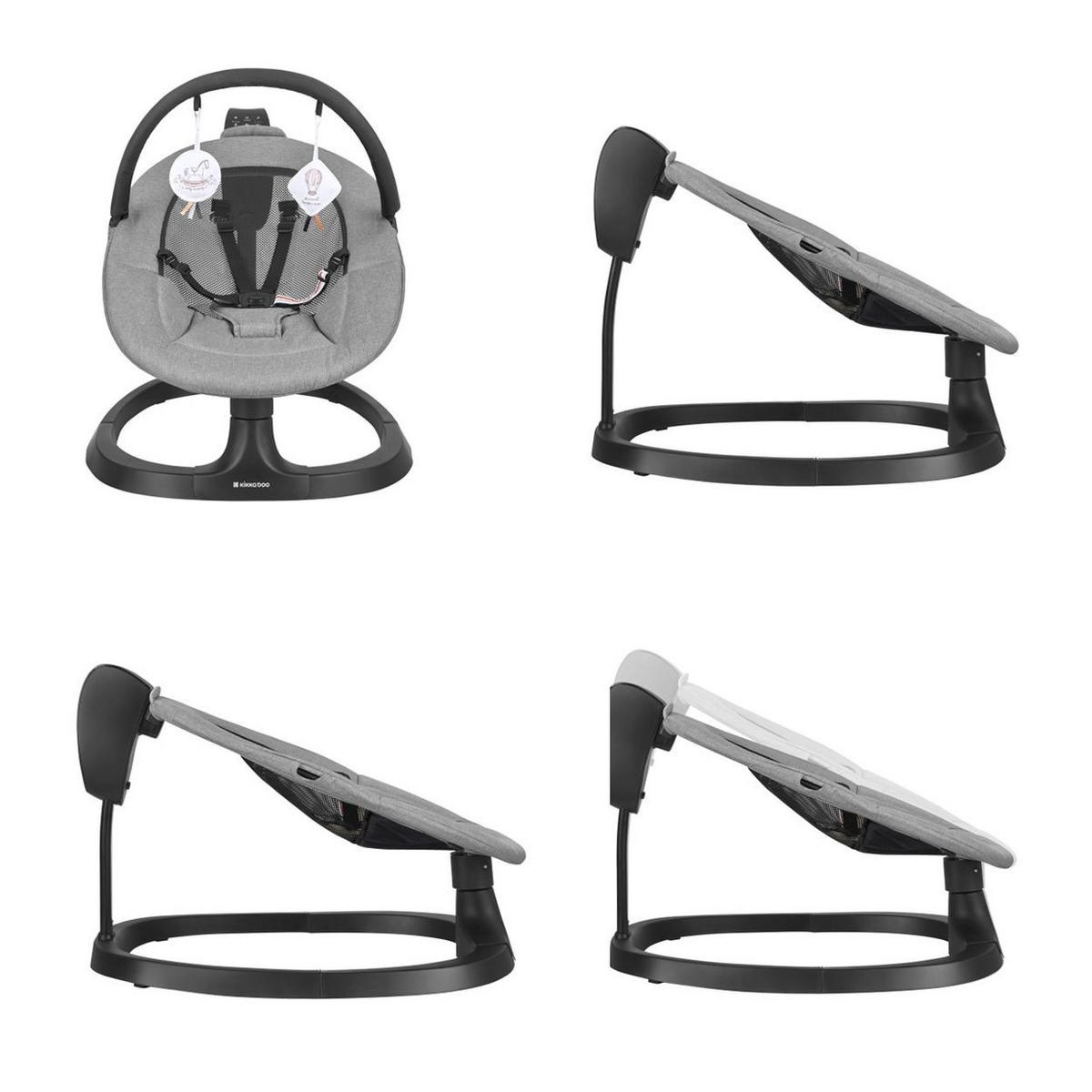 BABYWIPPE Zazu grau Kinderstuhl-Funktion, 3 Bewegungsrichtungen, 5-Punkt-Gurt, Timer - Grau, Metall - Kikka boo