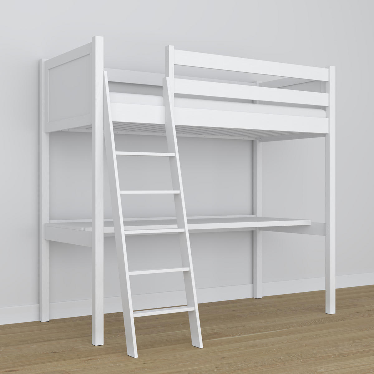 HOCHBETT N04 mit Schreibtisch Weiß 80/190 - Weiß, Naturmaterialien/Holz (80/190cm) - N-Wood