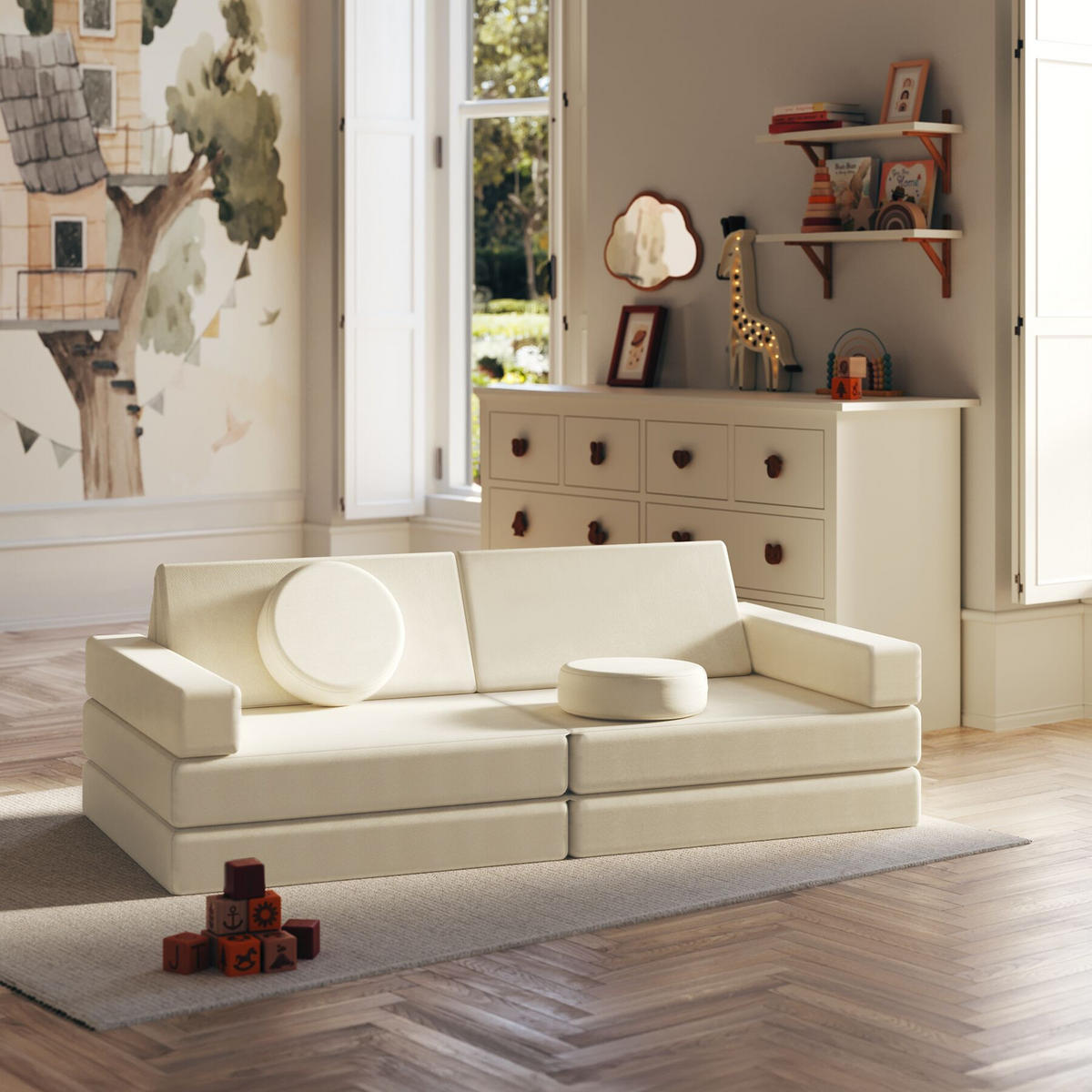 SPIELSOFA Lilly,stapelbar,beige - Beige, Textil (120/45/60cm) - tectake