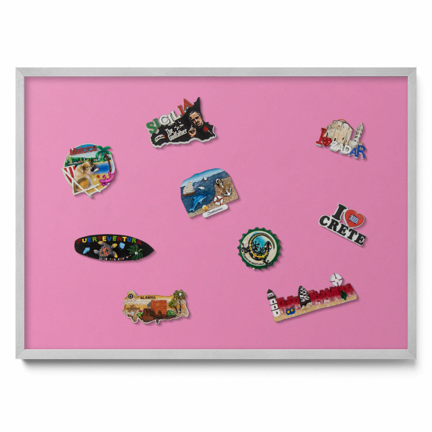 MAGNETTAFEL 70x50 cm Silberner Rahmen Rosa - Altrosa, Metall (70/50/0.4cm) - TULUP