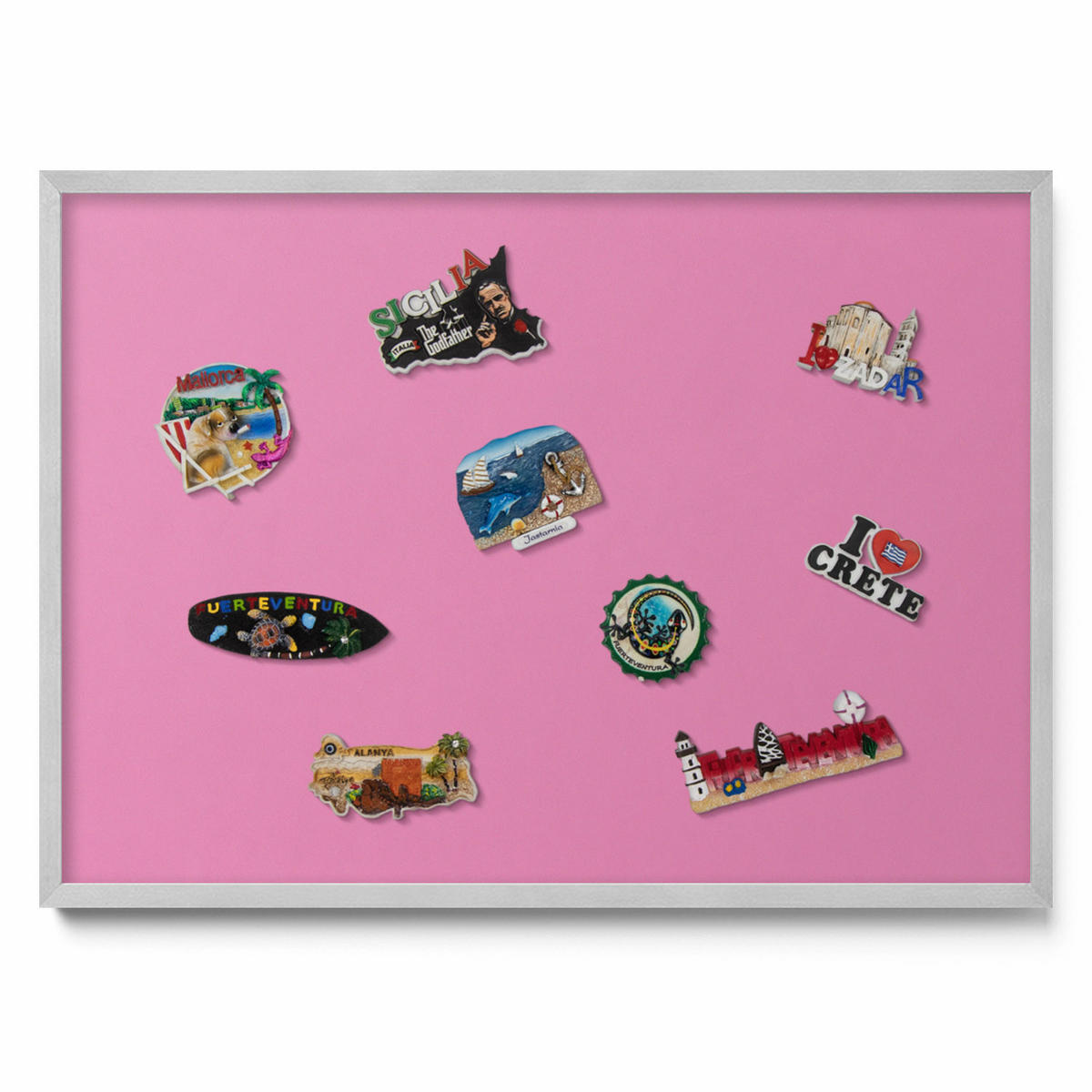 MAGNETTAFEL 70x50 cm Silberner Rahmen Rosa - Altrosa, Metall (70/50/0.4cm) - TULUP