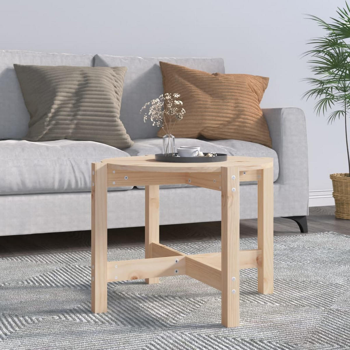 COUCHTISCH Ø 62,5x45 cm Massivholz Kiefer - Braun, Holz (62.5/62.5/45cm) - furnicato