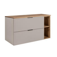 BADEZIMMERSCHRANK, Kaschmir / Craft-Eiche, Schwarze Griffe, 100 (80 + 20) x 46 x 57 cm - Kaschmir/Eichefarben, Holzwerkstoff/Kunststoff (100/57/46cm) - 3XE LIVING