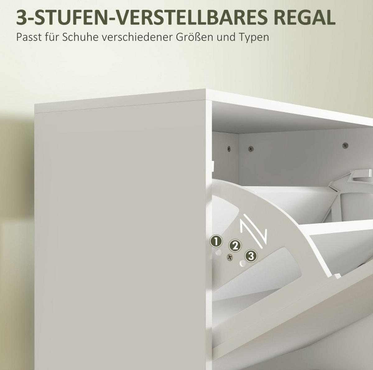 SCHUHSCHRANK 47/26/120 cm in Weiß mit 3 Klappen und verstellbaren Fächern - Weiß, Holz (47/120/26cm) - Flora Grace