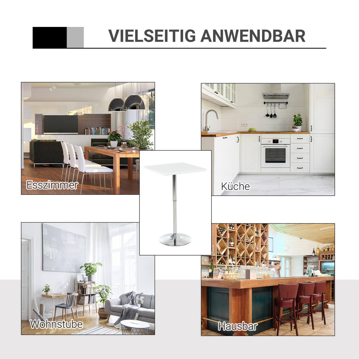 BARTISCH, MDF-Platte, Stahl, Weiß - Weiß, Kunststoff (60/92/60cm) - HOMCOM