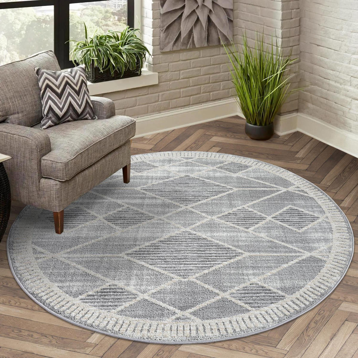 KURZFLOR-TEPPICH Flair 178 Grau 200x200 cm - Grau, Textil (200/200cm) - carpet city