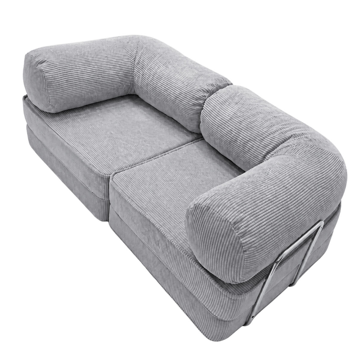 SOFA SURB Duo 100 Schlafsofa 2-Sitzer Grau 200/100 cm - Chromfarben/Grau, Textil/Metall (200/70/100cm) - SURB