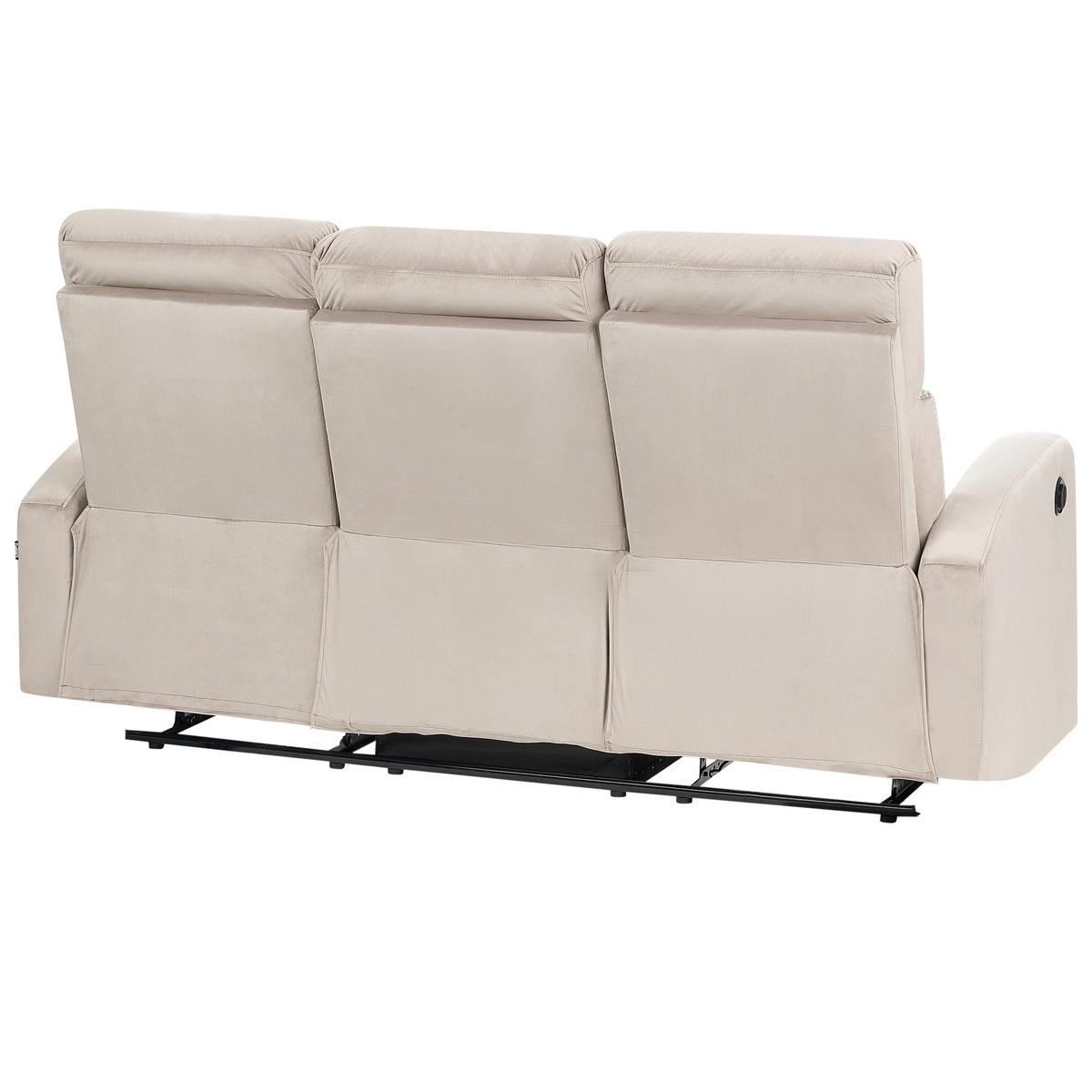3-SITZER-SOFA Samtstoff taupe elektrisch verstellbar Verdal - Beige, Textil (180/102/73cm) - Beliani