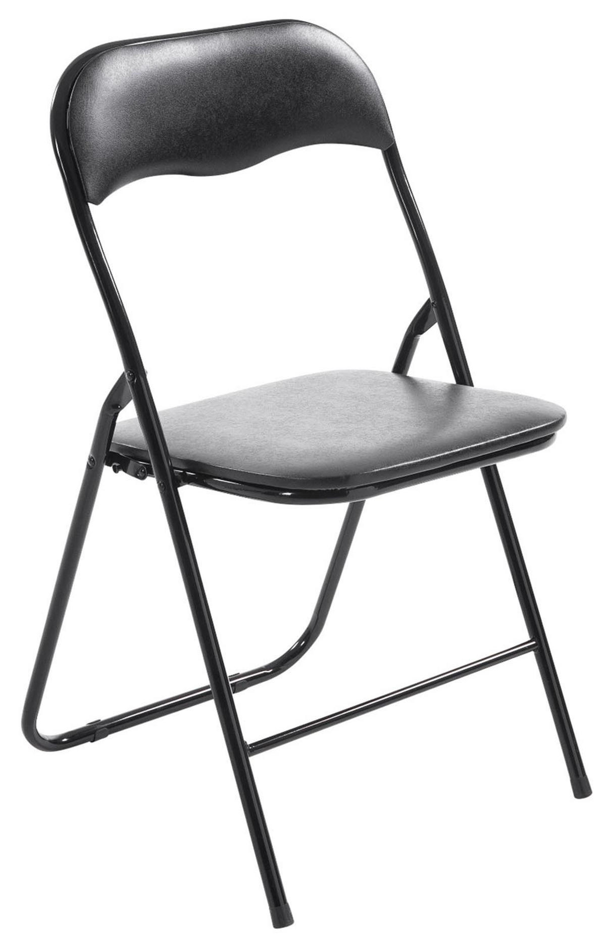 BESUCHERSTUHL 4er Set Lederlook schwarz/schwarz - Schwarz, Textil/Metall (45/78/45cm) - CLP