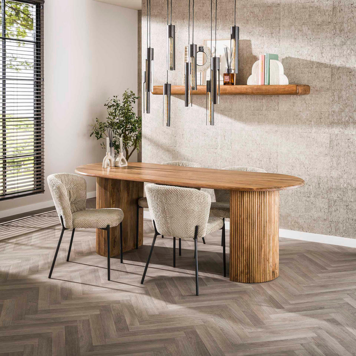 ESSTISCH Wave Beige 90/215/ 78 cm - Beige, Holz (90/215/78cm) - Hoyz Collection