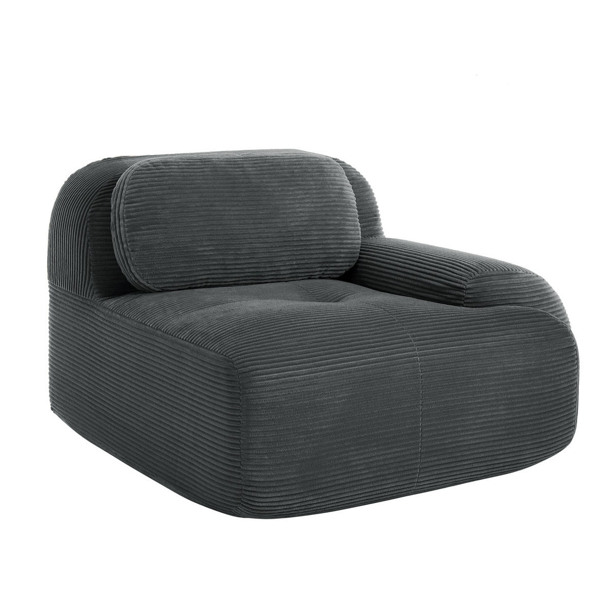 ECKSOFA 104/103/75 cm grau aus Cordstoff modular und montagefrei - Grau, Textil (103/104cm) - OKWISH