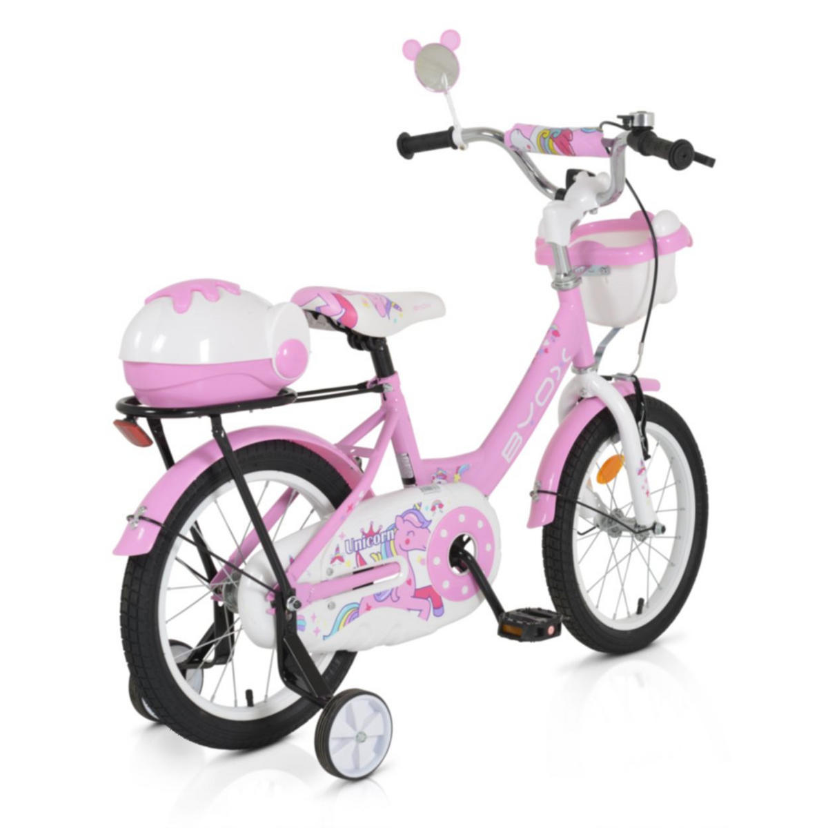 KINDERFAHRRAD 16 Zoll 1602 rosa Stützräder, höhenverstellbar, Klingel, Körbe - Rosa, Metall (79cm)