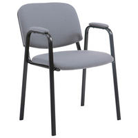 BESUCHERSTUHL Stoff grau - Schwarz/Grau, Textil/Metall (53/79/55cm) - CLP